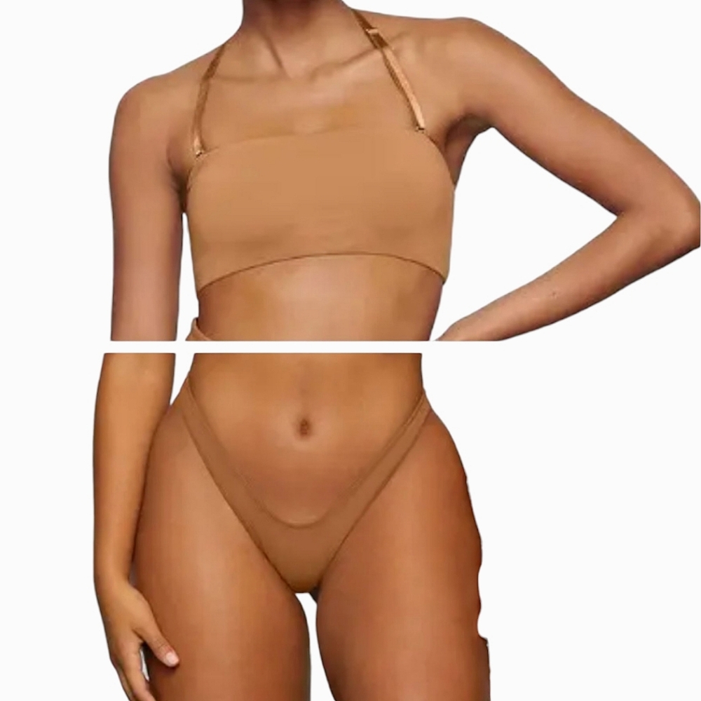 SKIMS 2 Pieces Bandeau Bikini Top and Micro Tanga Bikini Bottom - New